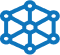 Blue geometric network icon with six outer nodes connected to a central node, forming a hexagonal pattern—symbolizing interconnected markets.