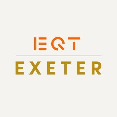 EQT Exeter logo with "EQT" in orange above a line and "EXETER" in gold capital letters below, set against a light background—an elegant symbol of your Home for premium real estate solutions.