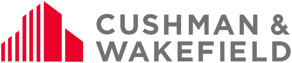Cushman & Wakefield logo with red geometric building shapes on the left and the company name in gray capital letters on the right, representing expertise in Tenant Services.